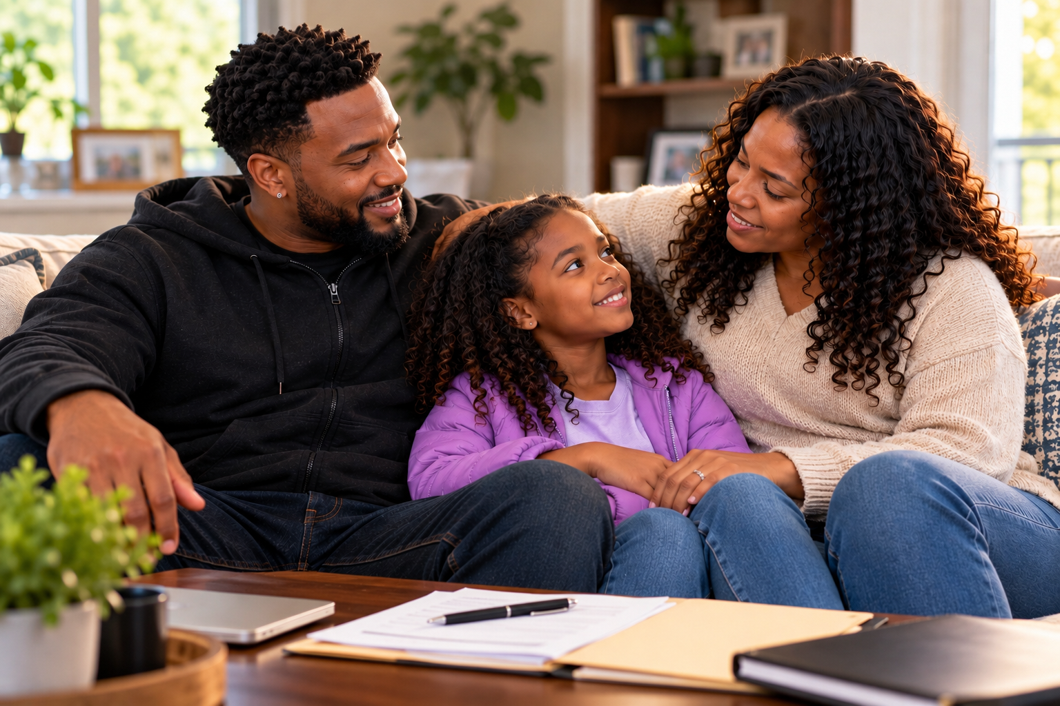 A relaxed family together at home (illustrative)